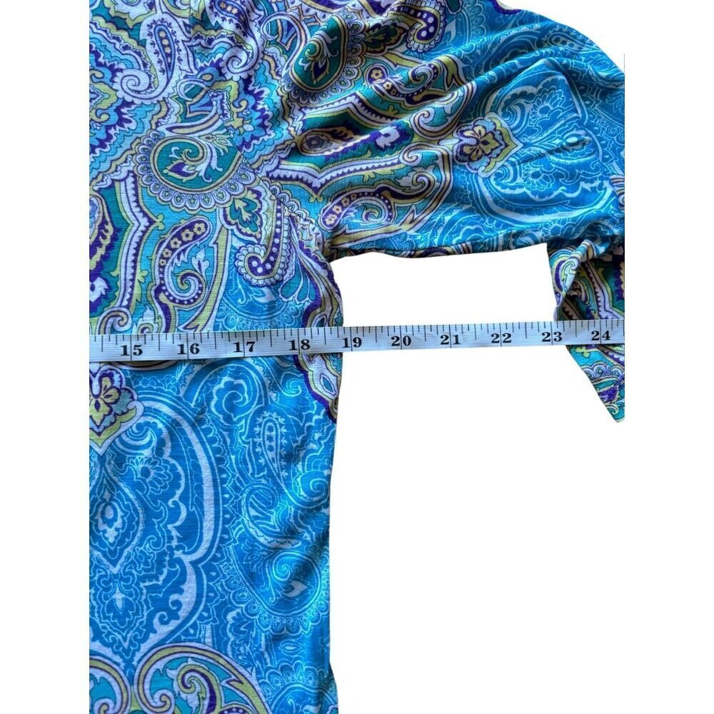 Chico's WOmen's Border Paisley GiGi Top in a Multicolor Paisley Pattern with 3/4 - Picture 7 of 8